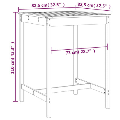 vidaXL Gartentisch 82,5x82,5x110 cm Massivholz Kiefer