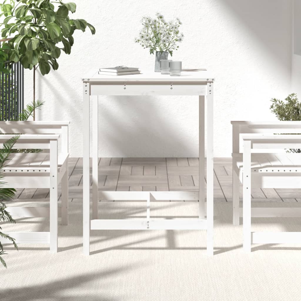 vidaXL Gartentisch Weiß 82,5x82,5x110 cm Massivholz Kiefer