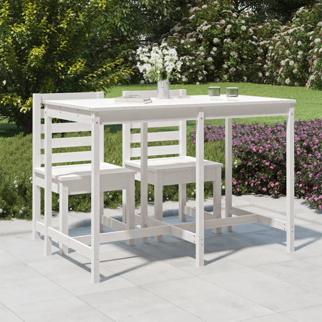 vidaXL Gartentisch Weiß 159,5x82,5x110 cm Massivholz Kiefer