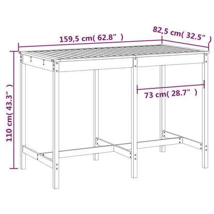vidaXL Gartentisch Schwarz 159,5x82,5x110 cm Massivholz Kiefer