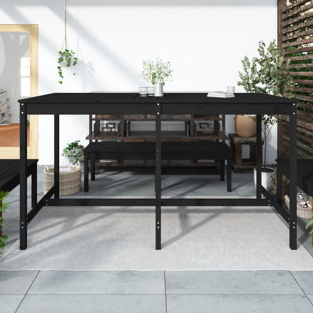 vidaXL Gartentisch Schwarz 203,5x90x110 cm Massivholz Kiefer