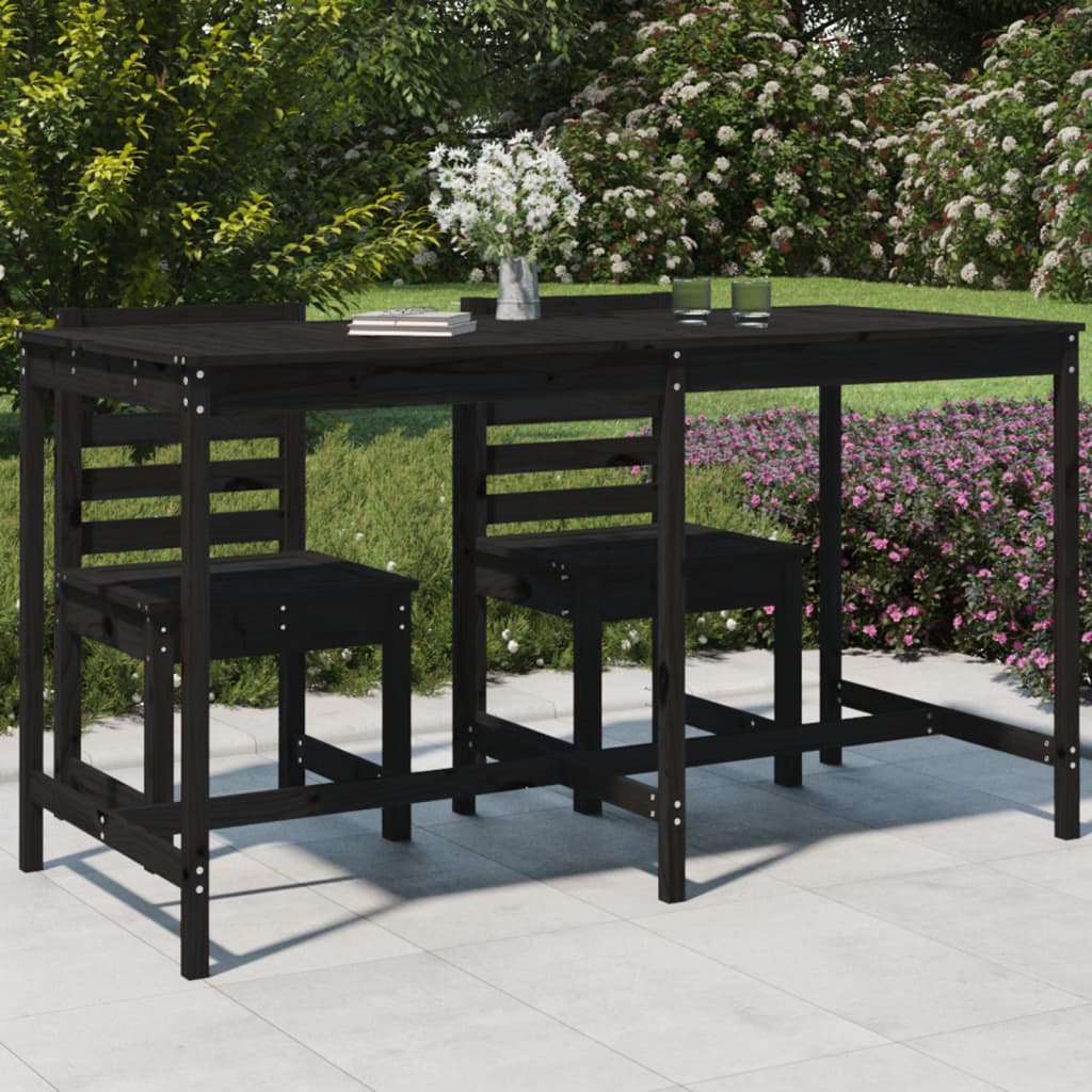 vidaXL Gartentisch Schwarz 203,5x90x110 cm Massivholz Kiefer