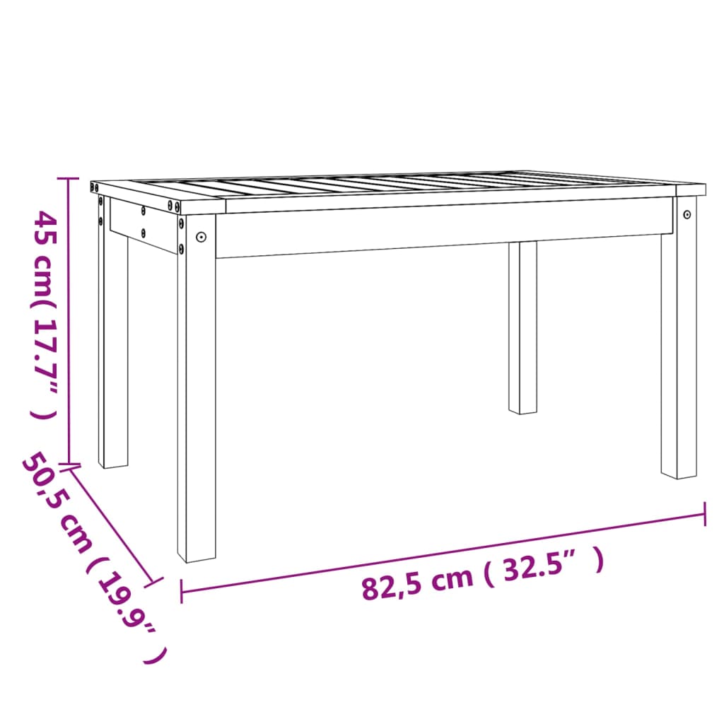 vidaXL Gartentisch Weiß 82,5x50,5x45 cm Massivholz Kiefer