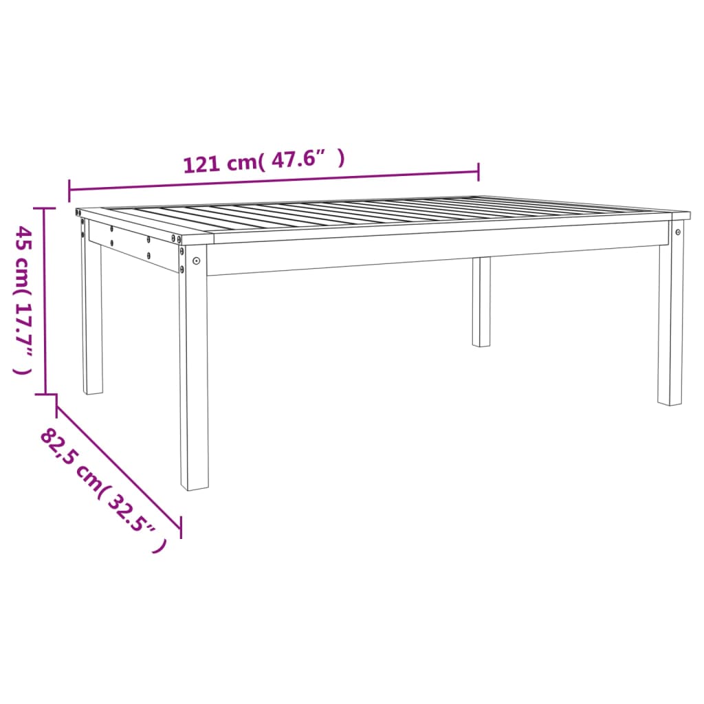 vidaXL Gartentisch 121x82,5x45 cm Massivholz Kiefer