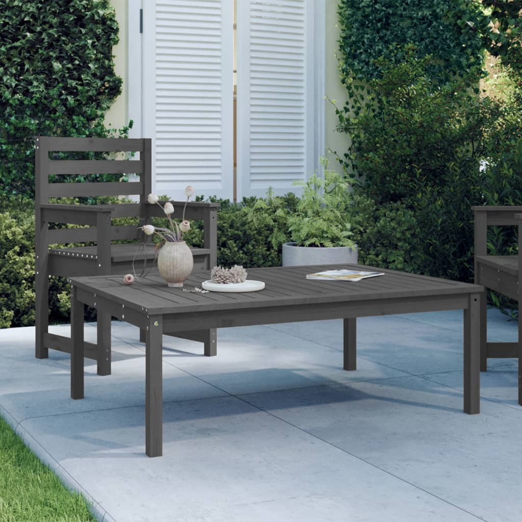 vidaXL Gartentisch Grau 121x82,5x45 cm Massivholz Kiefer