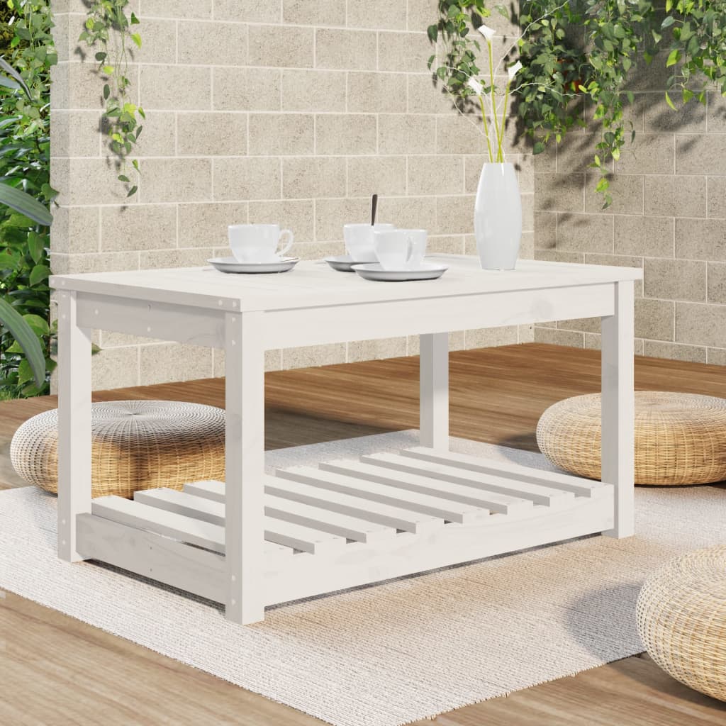 vidaXL Table de jardin Blanc 82,5x50,5x45 cm Bois de pin massif