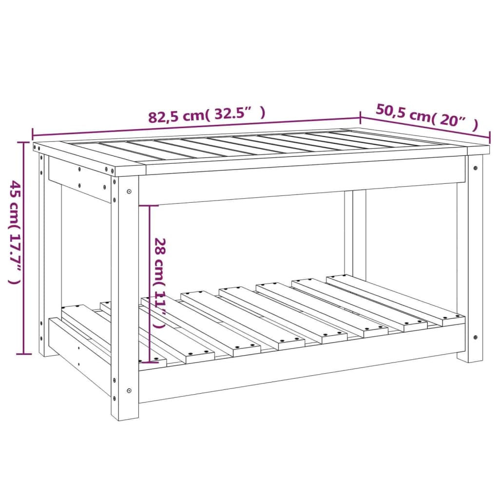 vidaXL Table de jardin Blanc 82,5x50,5x45 cm Bois de pin massif