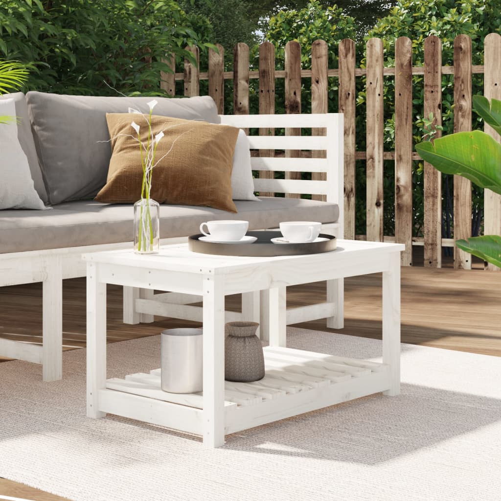 vidaXL Table de jardin Blanc 82,5x50,5x45 cm Bois de pin massif