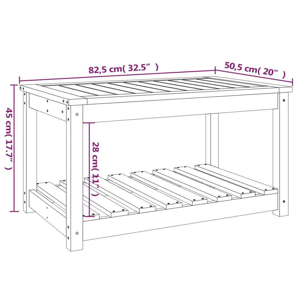 vidaXL Gartentisch Schwarz 82,5x50,5x45 cm Massivholz Kiefer