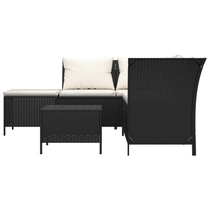 vidaXL Salon de jardin 4 pcs avec coussins Noir Résine tressée