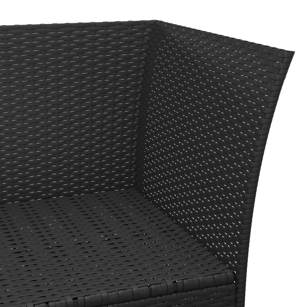 vidaXL Salon de jardin 4 pcs avec coussins Noir Résine tressée