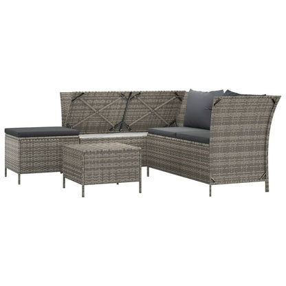 vidaXL Salon de jardin 4 pcs avec coussins Gris Résine tressée