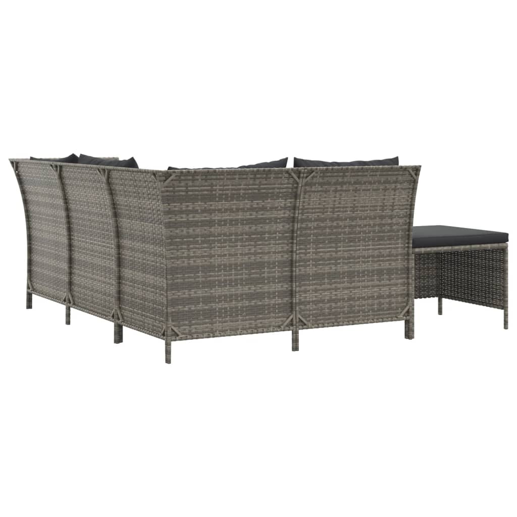 vidaXL Salon de jardin 4 pcs avec coussins Gris Résine tressée
