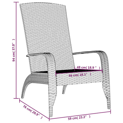 vidaXL Adirondack-Gartenstuhl Schwarz Poly Rattan
