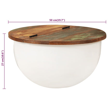 vidaXL Table basse blanc 50x27 cm en bois de récupération massif