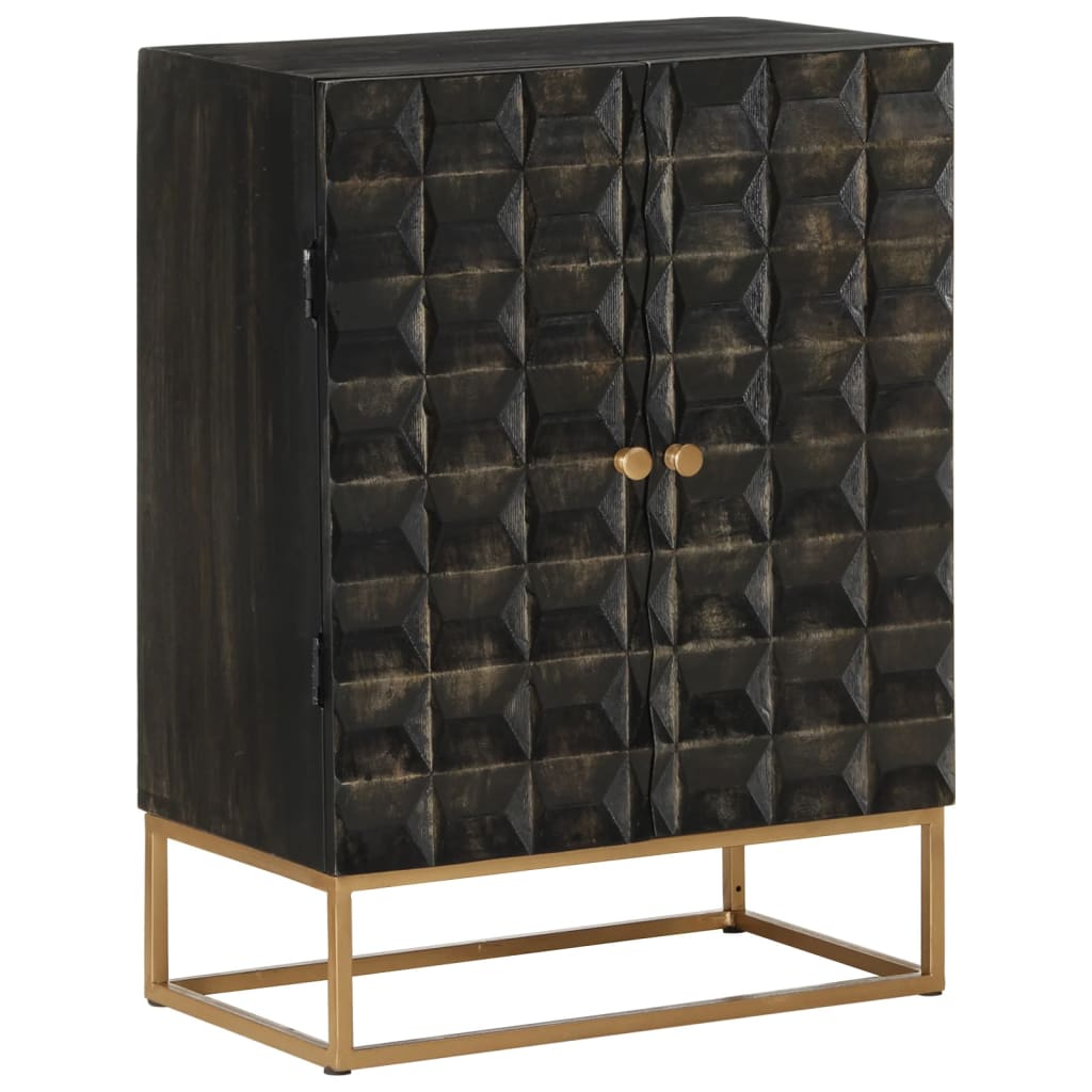 vidaXL Sideboard Schwarz 55x34x75 cm Massivholz Mango und Eisen