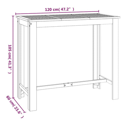vidaXL Garten-Bartisch 120x60x105 cm Massivholz Akazie