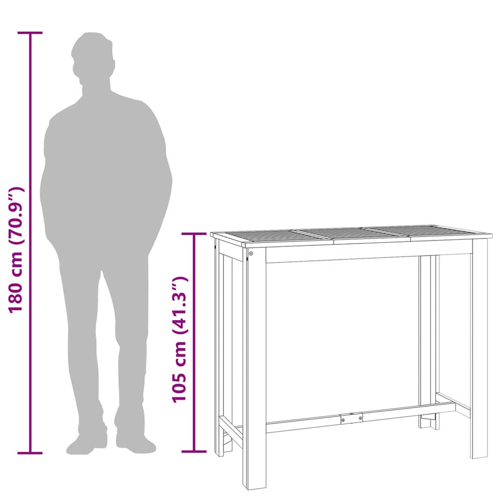 vidaXL Garten-Bartisch 120x60x105 cm Massivholz Akazie