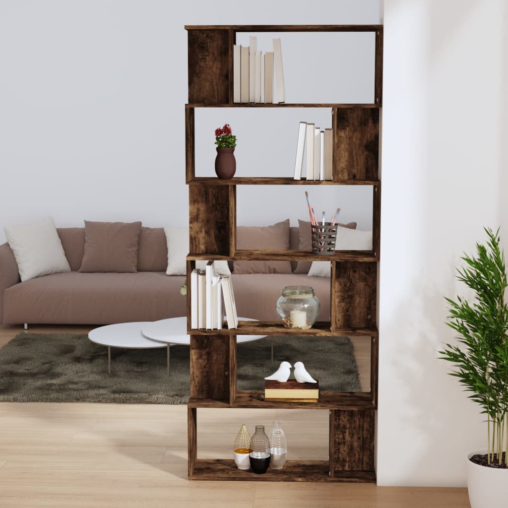 vidaXL Bücherregal/Raumteiler Räuchereiche 80x24x192 cm Holzwerkstoff