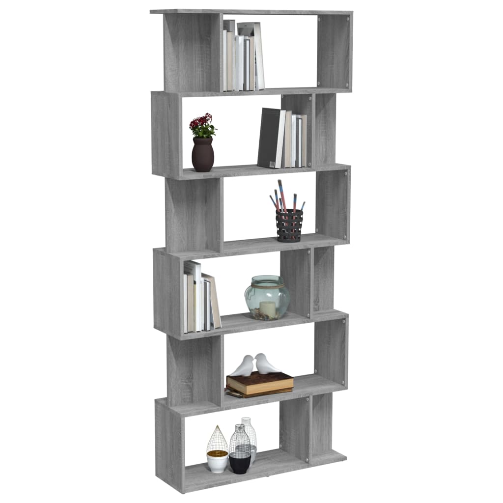 vidaXL Bücherregal/Raumteiler Grau Sonoma 80x24x192 cm Holzwerkstoff