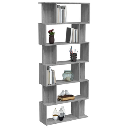 vidaXL Bücherregal/Raumteiler Grau Sonoma 80x24x192 cm Holzwerkstoff