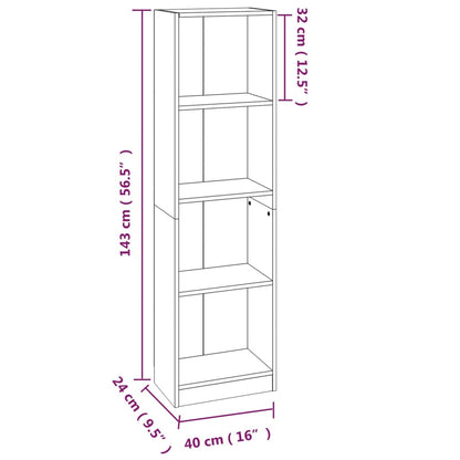 vidaXL Bücherregal 4 Fächer Räuchereiche 40x24x143 cm Holzwerkstoff