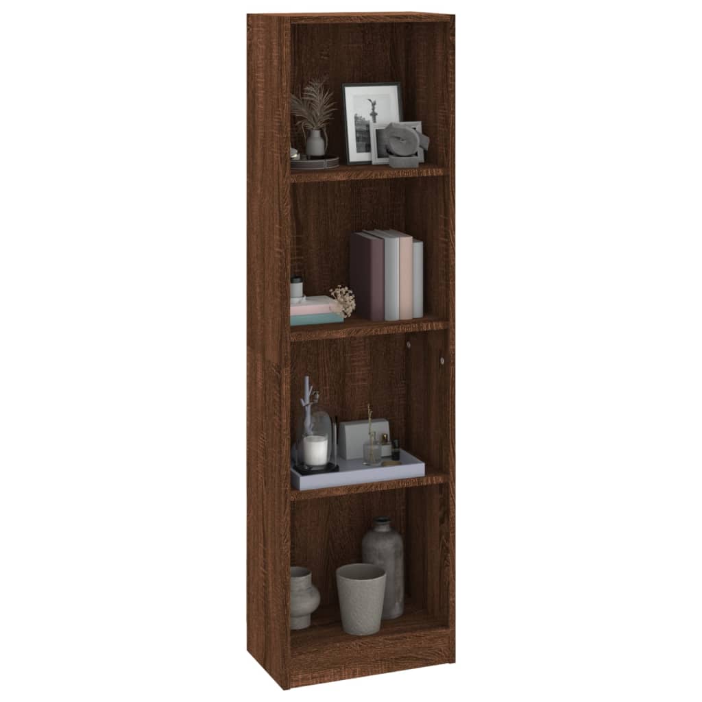 vidaXL Bücherregal 4 Fächer Braun Eichen-Optik 40x24x143 cm