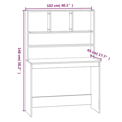vidaXL Schreibtisch mit Regal Weiß 102x45x148 cm Holzwerkstoff
