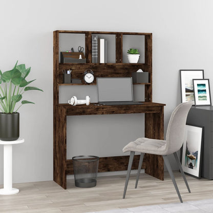 vidaXL Schreibtisch mit Regal Räuchereiche 102x45x148 cm Holzwerkstoff