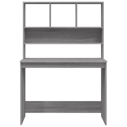 vidaXL Schreibtisch mit Regal Grau Sonoma 102x45x148 cm Holzwerkstoff