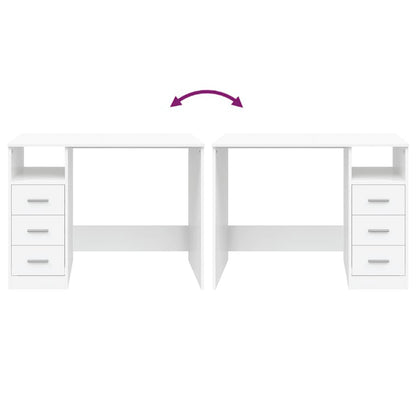 vidaXL Schreibtisch mit Schubladen Weiß 102x50x76 cm Holzwerkstoff