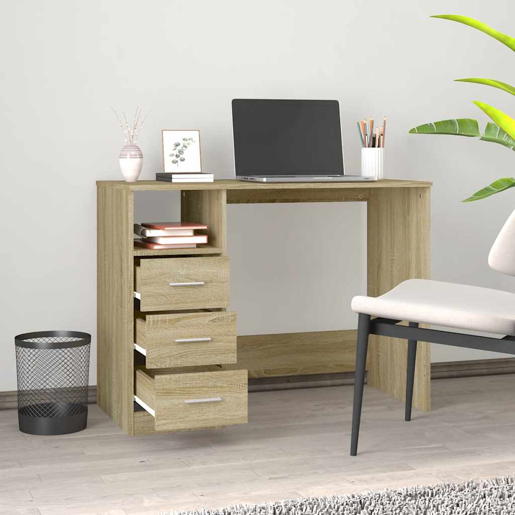 vidaXL Bureau avec tiroirs Chêne Sonoma 102x50x76 cm