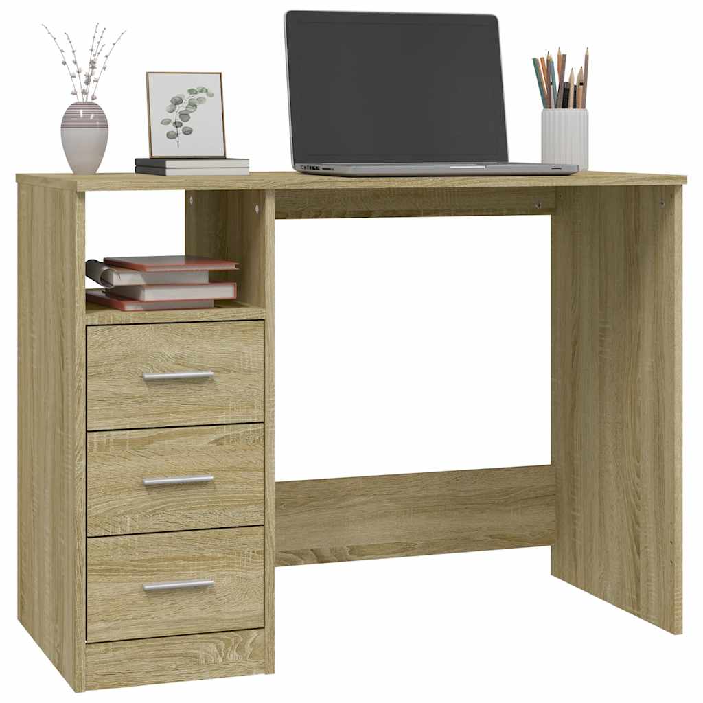 vidaXL Bureau avec tiroirs Chêne Sonoma 102x50x76 cm