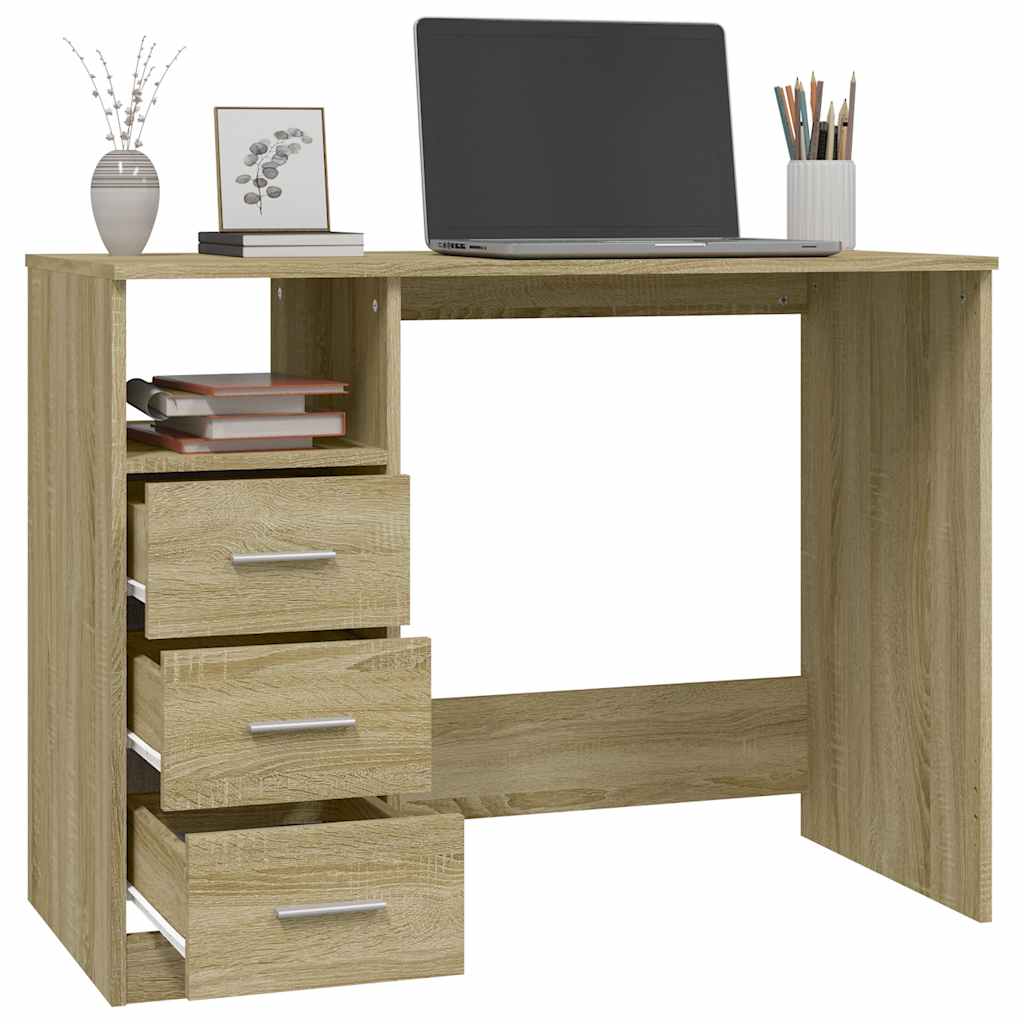 vidaXL Bureau avec tiroirs Chêne Sonoma 102x50x76 cm