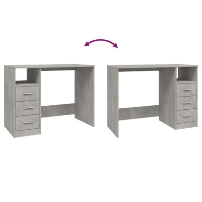 vidaXL Schreibtisch mit Schubladen Betongrau 102x50x76cm Holzwerkstoff