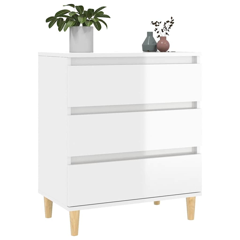 vidaXL Buffet haut brillant blanc 60x35x70 cm Bois d'ingénierie