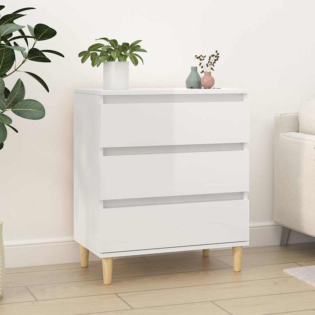 vidaXL Buffet haut brillant blanc 60x35x70 cm Bois d'ingénierie