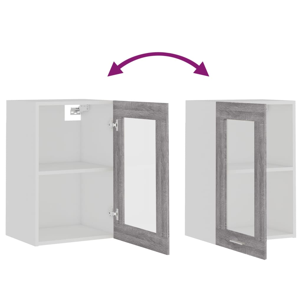 vidaXL Hängeschrank Lyon Glas Grau Sonoma 40x31x60 cm Holzwerkstoff