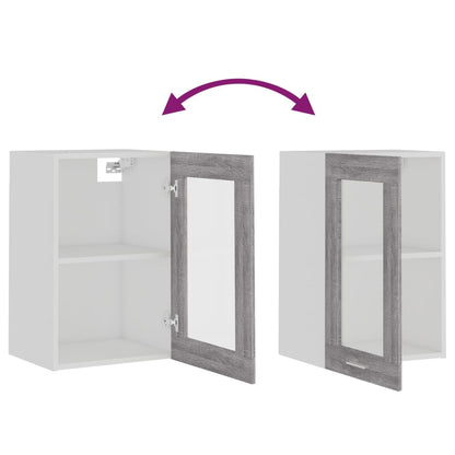 vidaXL Hängeschrank Lyon Glas Grau Sonoma 40x31x60 cm Holzwerkstoff