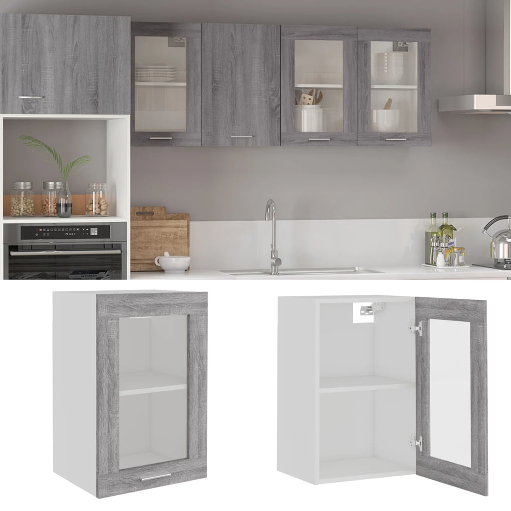 vidaXL Hängeschrank Lyon Glas Grau Sonoma 40x31x60 cm Holzwerkstoff