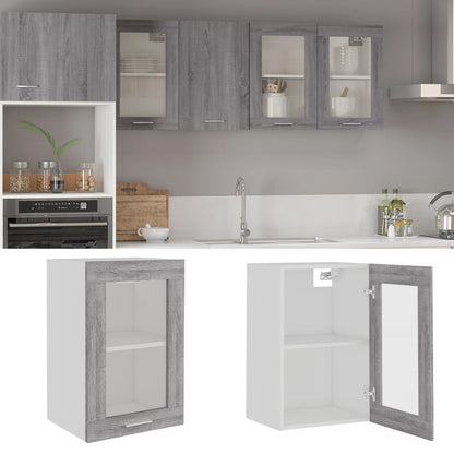 vidaXL Hängeschrank Lyon Glas Grau Sonoma 40x31x60 cm Holzwerkstoff