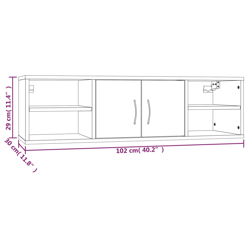 vidaXL Wandregal Grau Sonoma 102x30x29 cm Holzwerkstoff