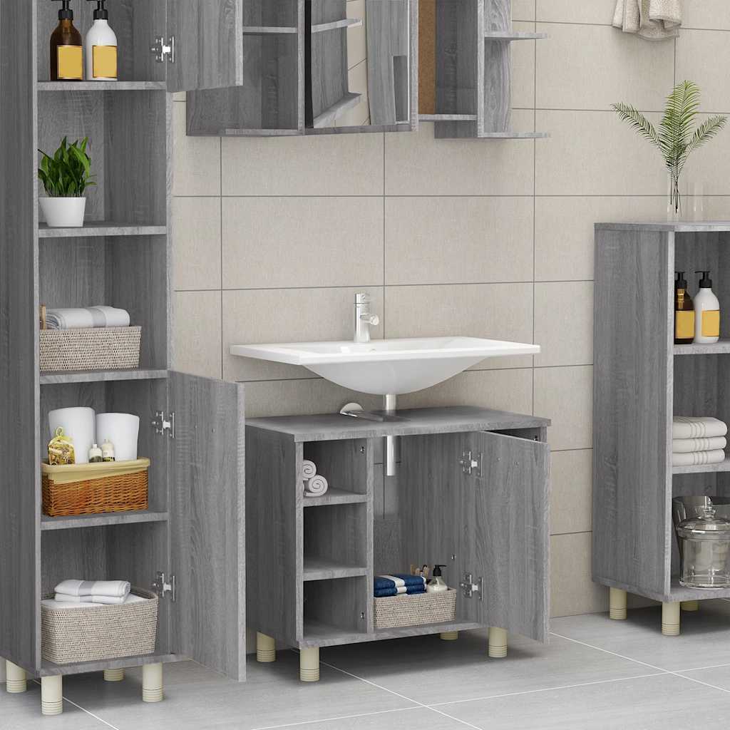 vidaXL Badschrank Grau Sonoma 60x32x53,5 cm Holzwerkstoff