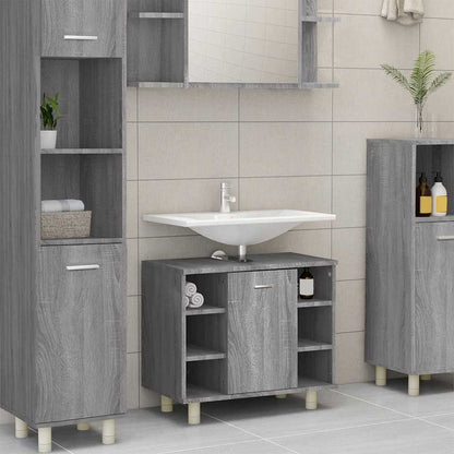 vidaXL Badschrank Grau Sonoma 60x32x53,5 cm Holzwerkstoff