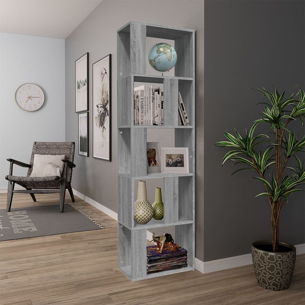 vidaXL Bücherregal Grau Sonoma 45x24x160 cm Holzwerkstoff