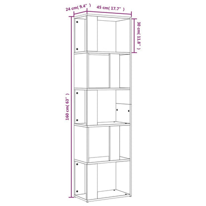 vidaXL Bücherregal Grau Sonoma 45x24x160 cm Holzwerkstoff