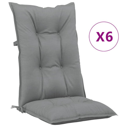 vidaXL Gartenstuhlauflagen für Hochlehner 6 Stk. Grau 120x50x7cm Stoff