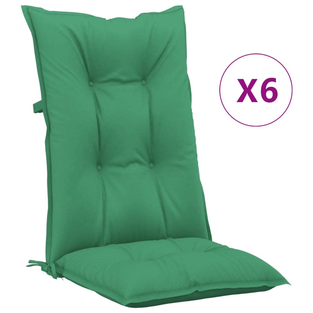 vidaXL Gartenstuhlauflagen für Hochlehner 6 Stk. Grün 120x50x7cm Stoff