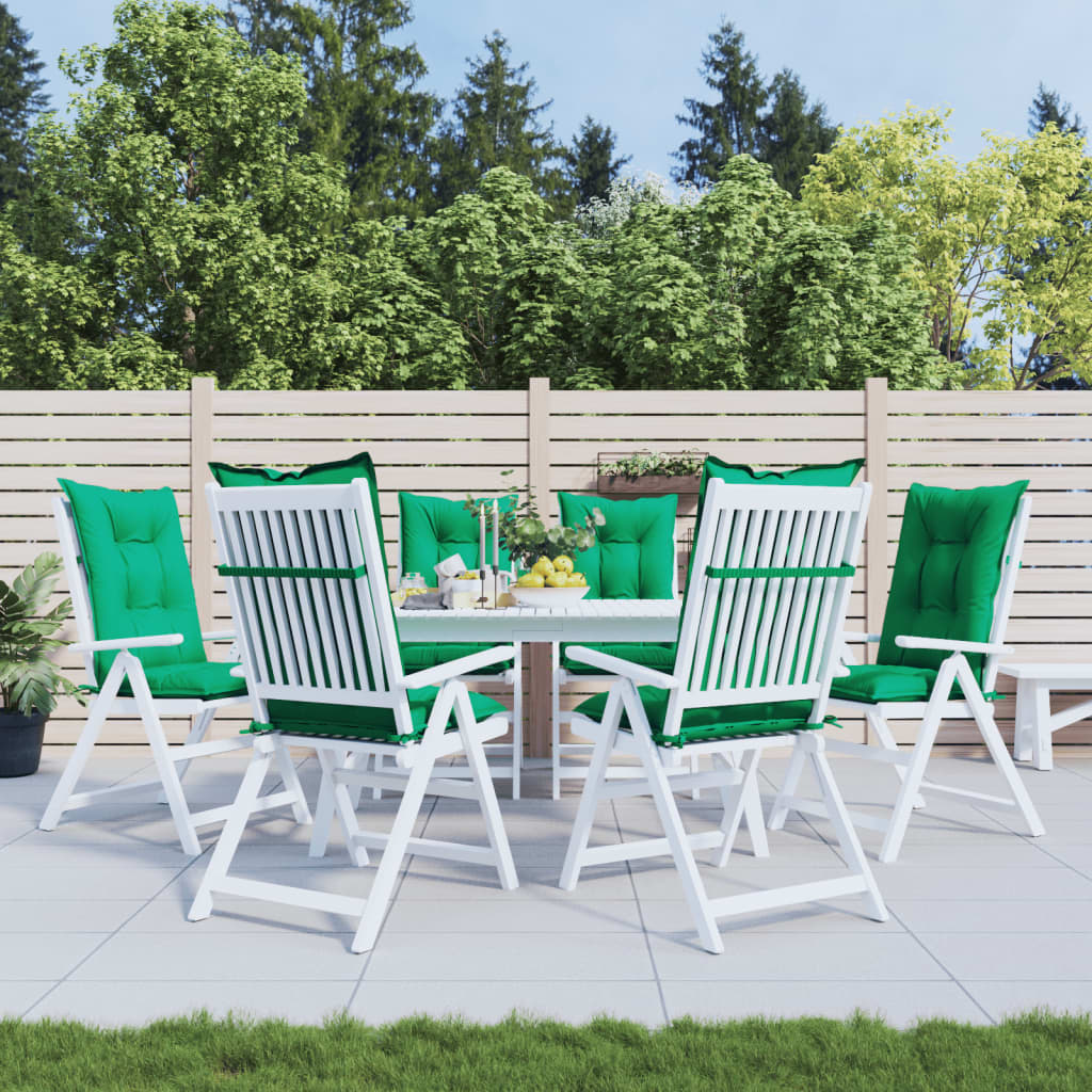 vidaXL Gartenstuhlauflagen für Hochlehner 6 Stk. Grün 120x50x7cm Stoff