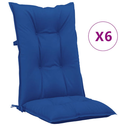 vidaXL Gartenstuhlauflagen für Hochlehner 6 Stk. Königsblau 120x50x7cm